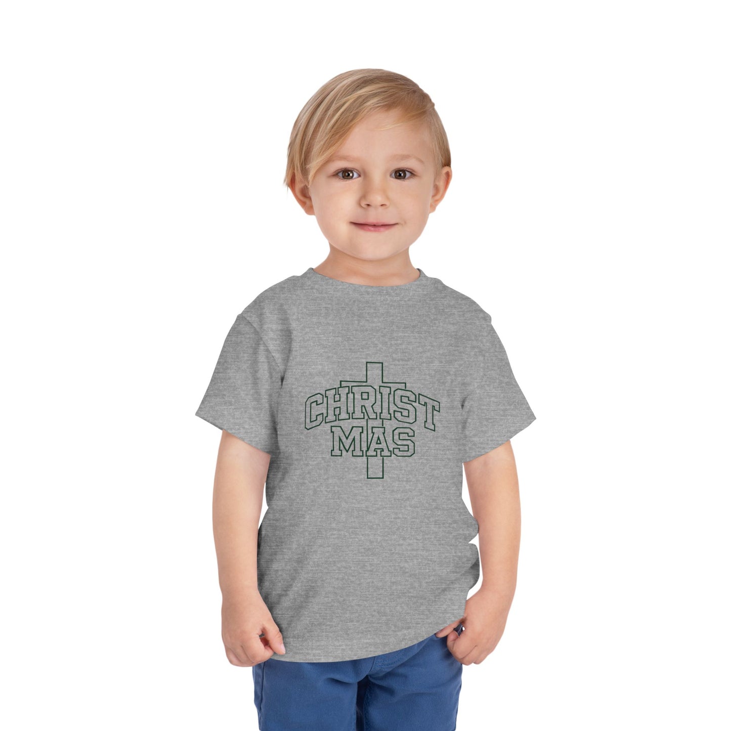 Toddler Christmas Tee — ‘CHRISTMAS’ Cross Holiday Shirt