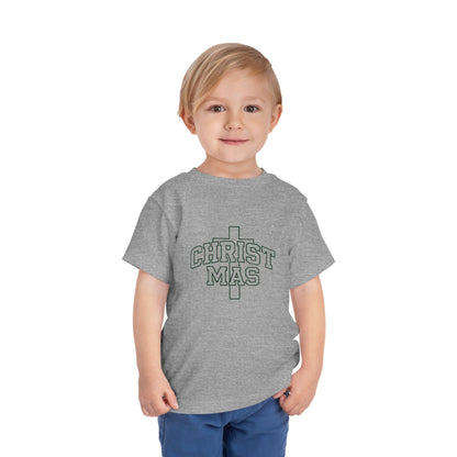 Toddler Christmas Tee — ‘CHRISTMAS’ Cross Holiday Shirt