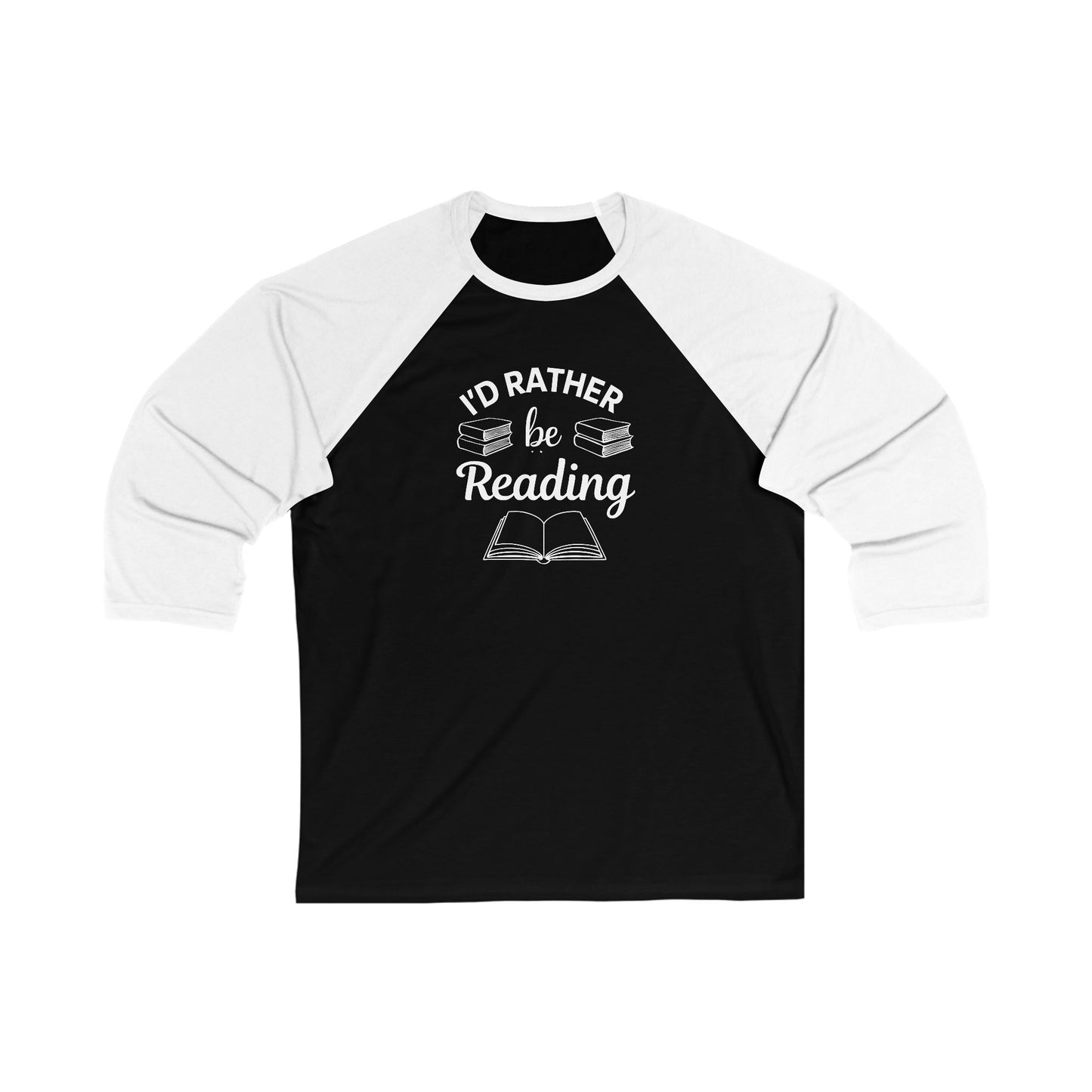 Reading Baseball Tee — "I'd Rather Be Reading" 3/4 Sleeve Raglan Shirt for Book Lovers