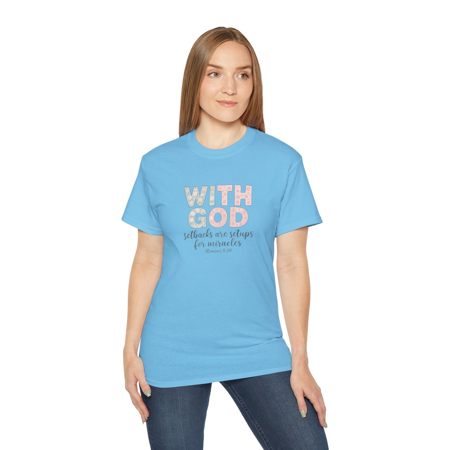Inspirational Unisex Cotton Tee: "With God All Things Are Possible" - Faith, Gift, Encouragement, Casual Wear, Everyday Inspiration