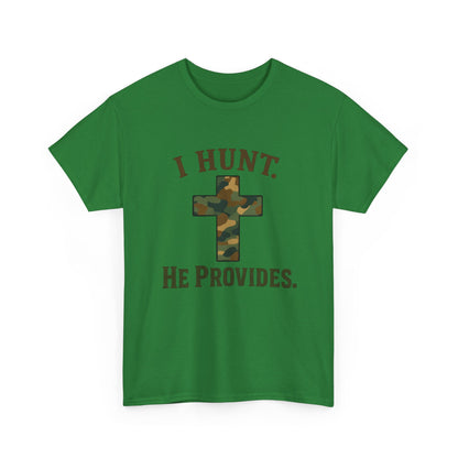 Christian Hunting Tee, I Hunt He Provides Shirt, Outdoor Enthusiast Gift, Faith-Based Apparel, Everyday Casual Wear