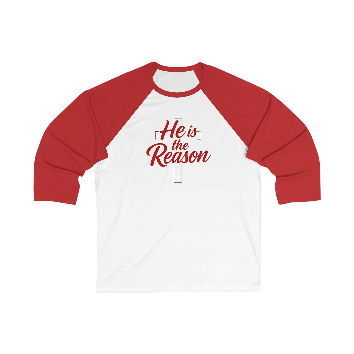 He Is the Reason Baseball Tee — Christian Christmas Raglan