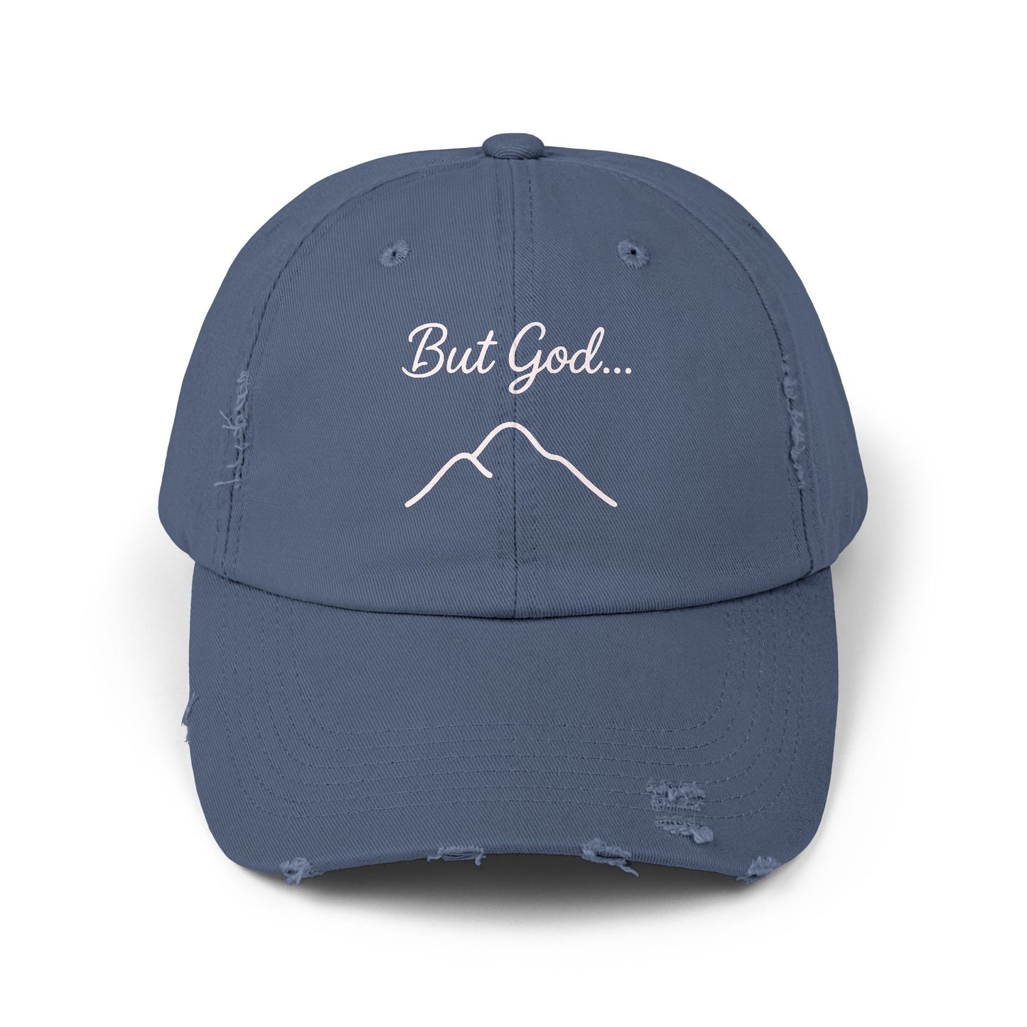 Distressed Cap with 'But God...' Quote, Inspirational Hat for Outdoor Enthusiasts, Gift for Faith Lovers, Everyday Style Accessory, [...]