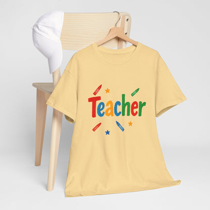 Colorful Teacher Appreciation Unisex Heavy Cotton Tee - Gifts for Educators, Back to School, Classroom, Birthday, Fun Teacher Shirt