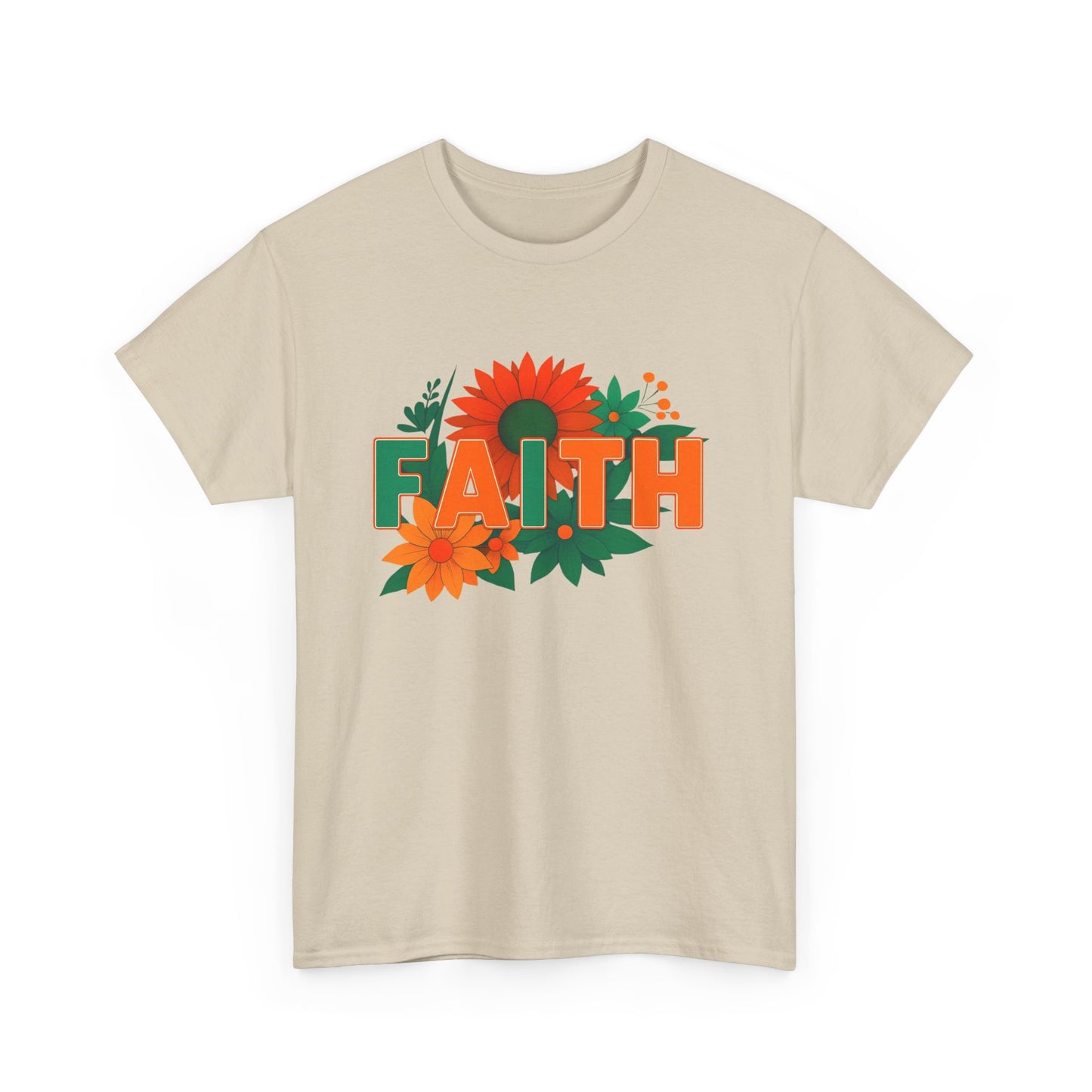 Floral Faith Unisex Heavy Cotton Tee - Inspirational Gift, Casual Wear, Positive Vibes, Everyday Comfort, Mother's Day Gift
