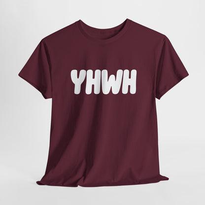 YHWH Unisex Heavy Cotton Tee, Spiritual T-Shirt, Casual Wear, Gift for Him/Her, Faith-Based Apparel, Trendy Everyday Tee