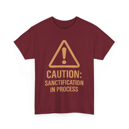 Caution Sanction Tee - Unisex Heavy Cotton T-Shirt for Casual, Gift, Humor, Christian Apparel, Everyday Wear