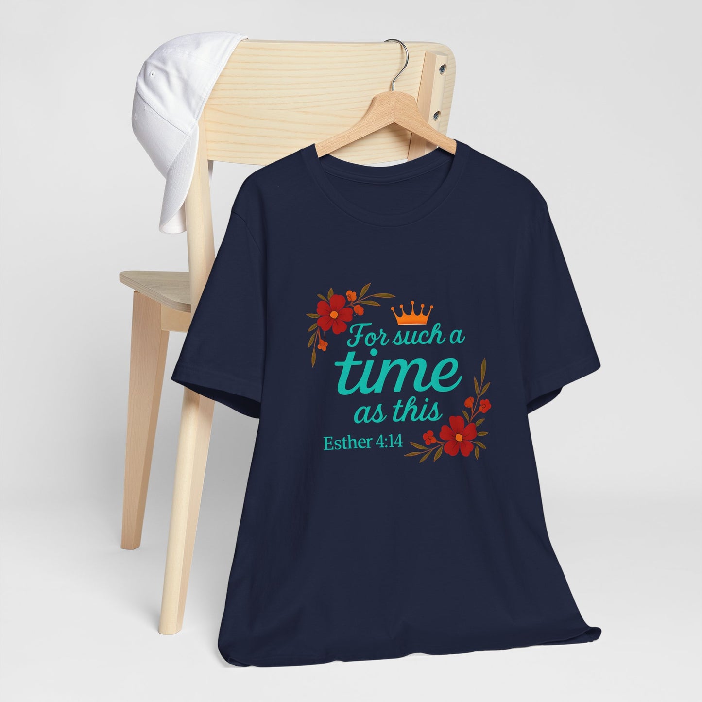 Inspirational Floral Short Sleeve Tee - 'For Such a Time as This', Motivational T-Shirt, Gift for Her, Faith-Based Apparel, Summer Top