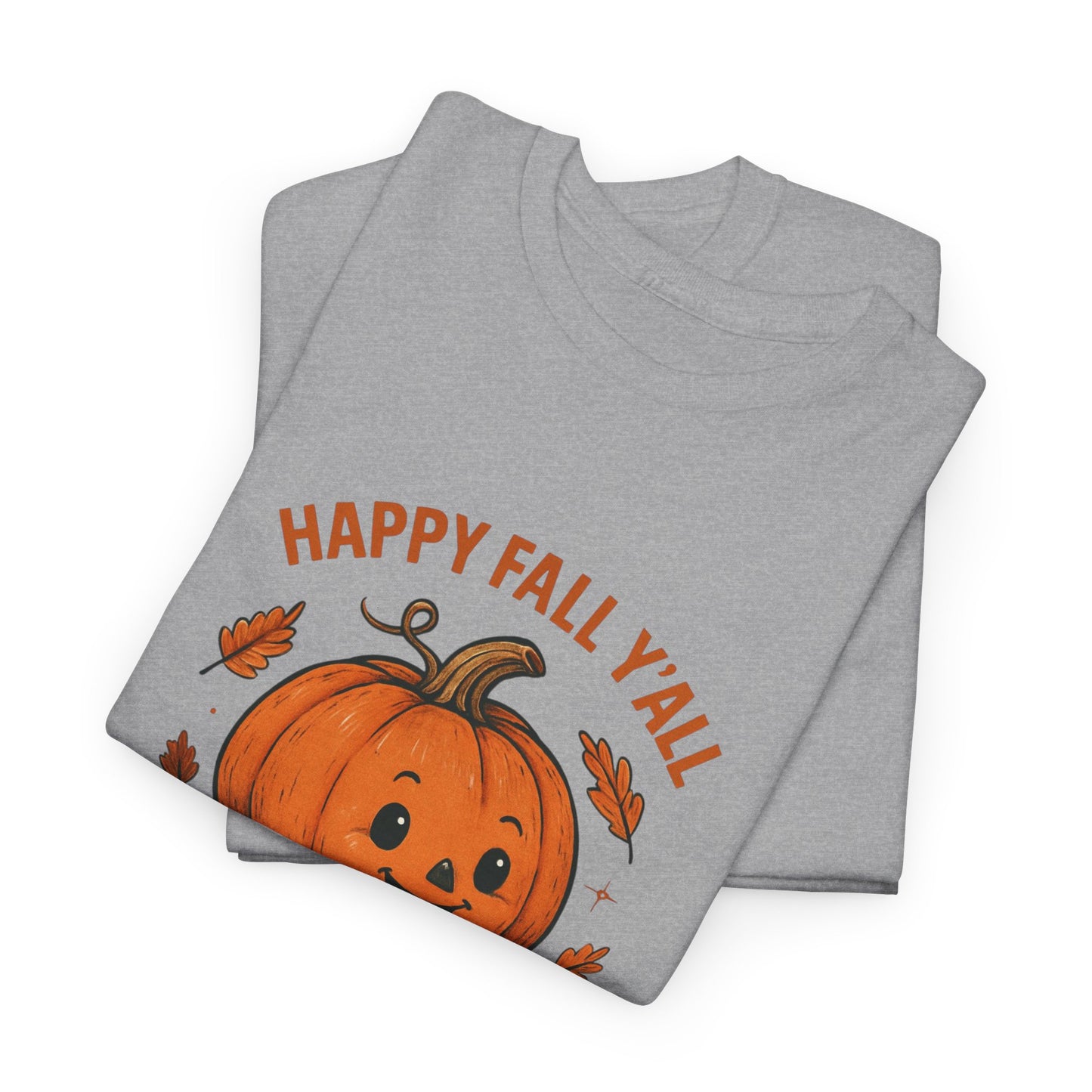 Happy Fall Y'all Unisex Heavy Cotton Tee, Autumn T-Shirt, Pumpkin Graphic Shirt, Cozy Fall Apparel, Halloween Outfit, Harvest Celebration
