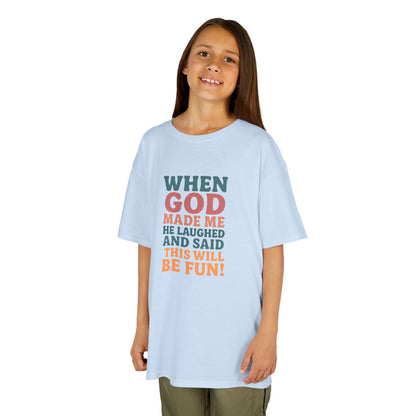 God Laughed Kids Tee, Fun Kids T-Shirt, Inspirational Quote Shirt, Birthday Gift, Faith-Based Apparel