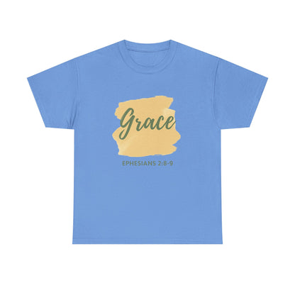 Inspiring Unisex Heavy Cotton Tee - Grace Ephesians 2:8-9, Christian Apparel, Faith-Based Gift, Everyday Wear, Relaxed Fit Tee