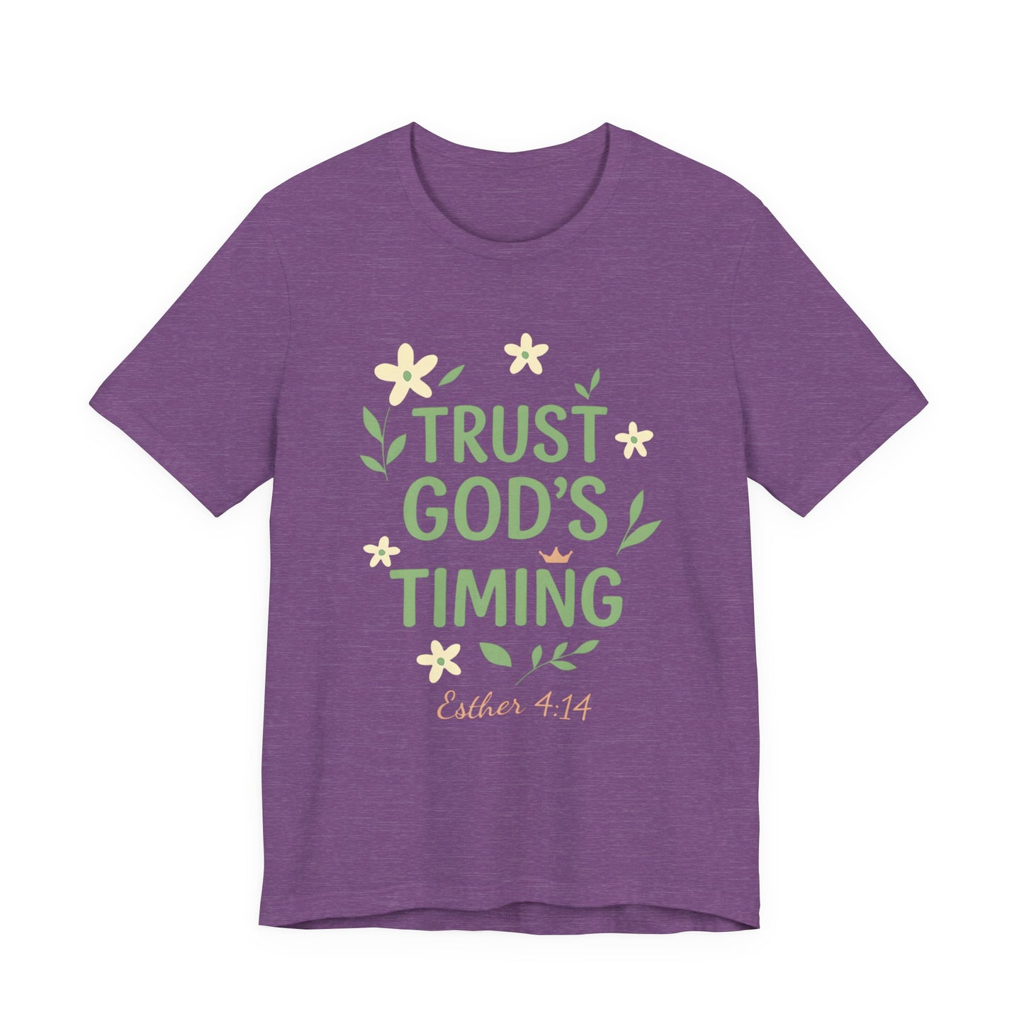 Trust God's Timing Tee, Inspirational Short Sleeve Shirt, Faith-Based Apparel, Gift for Believers, Bible Verse Tee, Everyday Wear