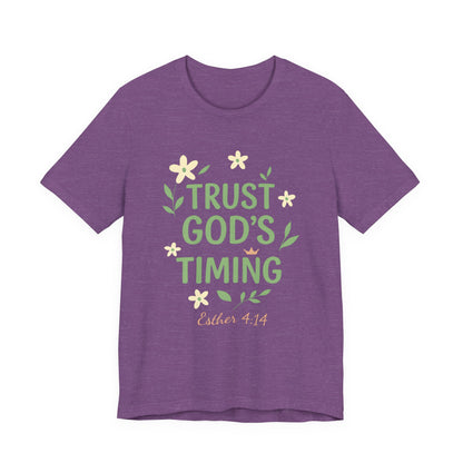 Trust God's Timing Tee, Inspirational Short Sleeve Shirt, Faith-Based Apparel, Gift for Believers, Bible Verse Tee, Everyday Wear