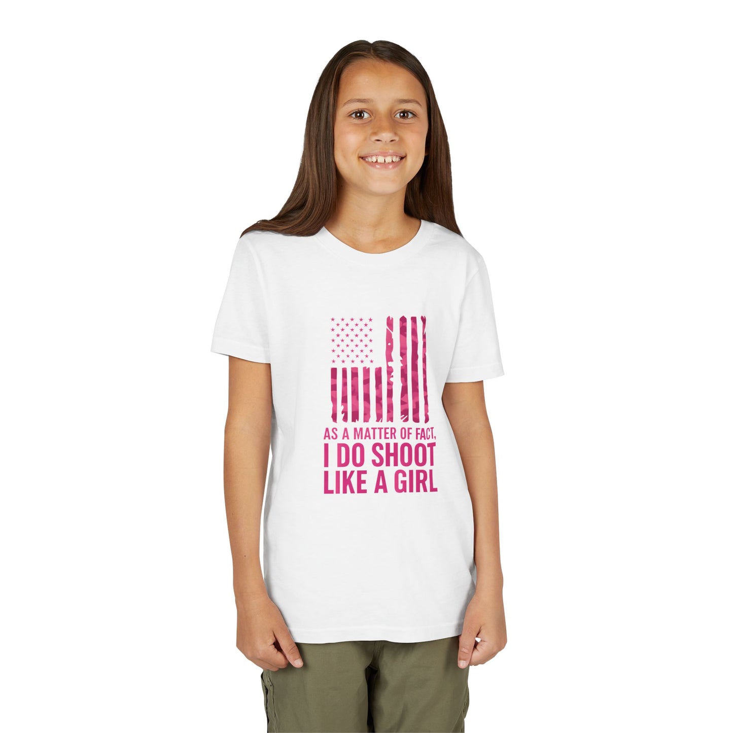 Patriotic Youth Tee: Empowering Short Sleeve T-Shirt for Girls, Perfect for Independence Day, Fun, Sporty, Family Events, Gift Ideas