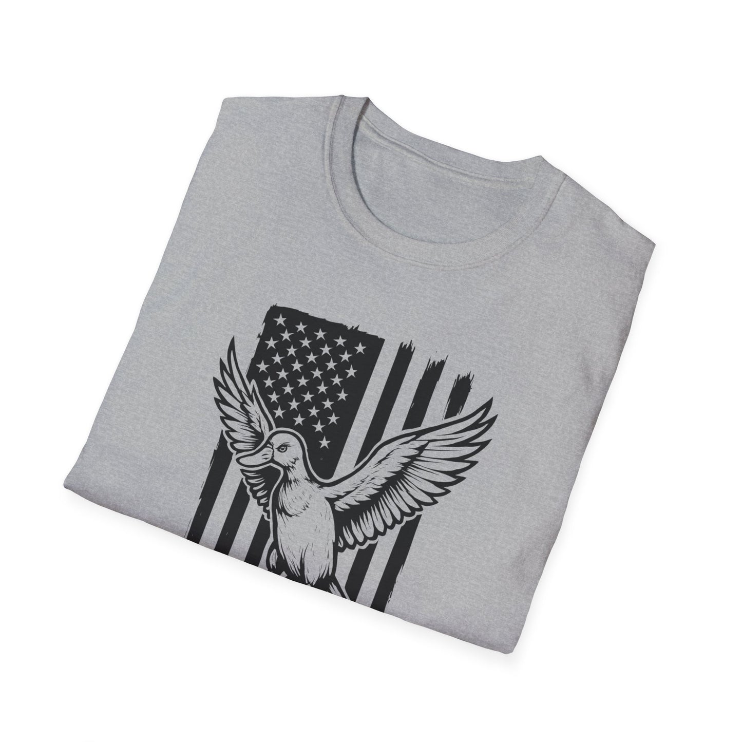 Patriotic Duck T-Shirt - Unisex Softstyle Tee, Perfect for Independence Day, Casual Wear, Gifts for Bird Lovers, USA Pride Apparel