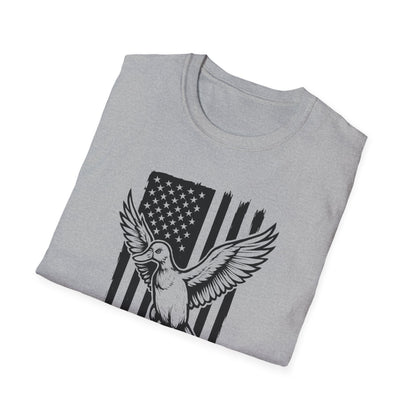 Patriotic Duck T-Shirt - Unisex Softstyle Tee, Perfect for Independence Day, Casual Wear, Gifts for Bird Lovers, USA Pride Apparel