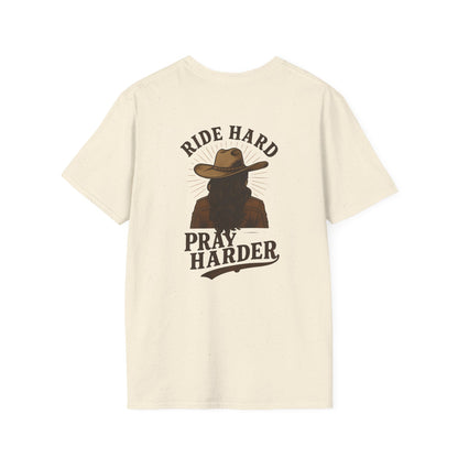 Ride Hard Pray Harder T-Shirt - Unisex Casual Tee, Western Style Apparel, Gift for Cowboys, Inspirational Shirt, Everyday Wear