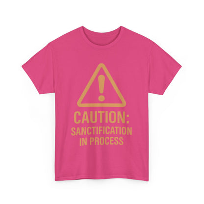 Caution Sanction Tee - Unisex Heavy Cotton T-Shirt for Casual, Gift, Humor, Christian Apparel, Everyday Wear