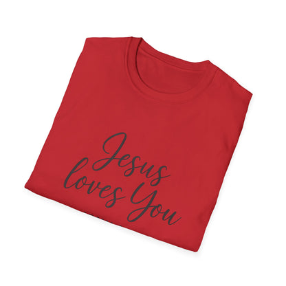 Faith-Inspired Unisex Softstyle T-Shirt | Jesus Loves You | Christian Apparel, Gift, Devotional Wear, Casual Tee