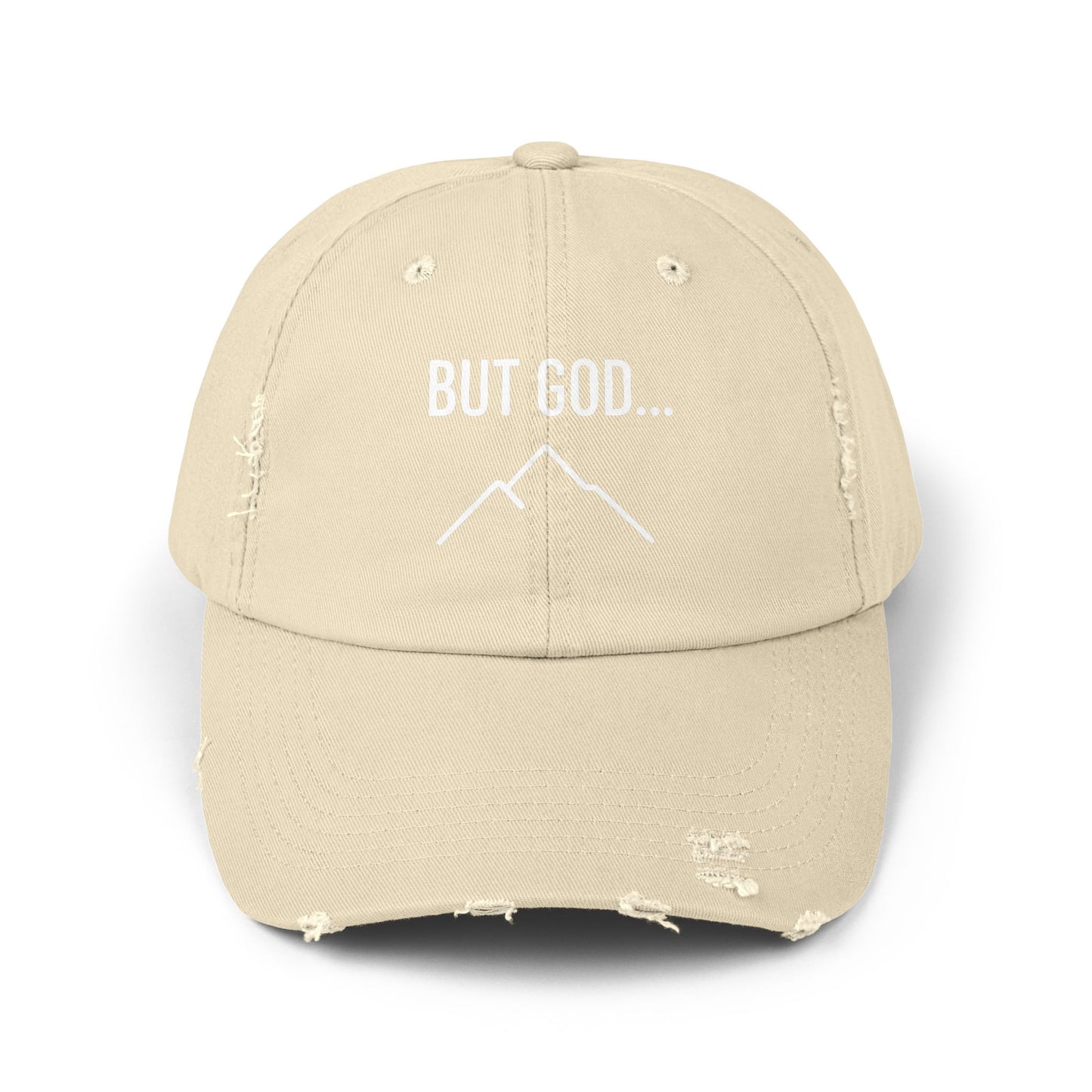 Unisex Distressed Cap with Inspirational Quote , Mountain Theme, Perfect for Outdoors, Gifts, Casual Wear, Faith-Based Apparel