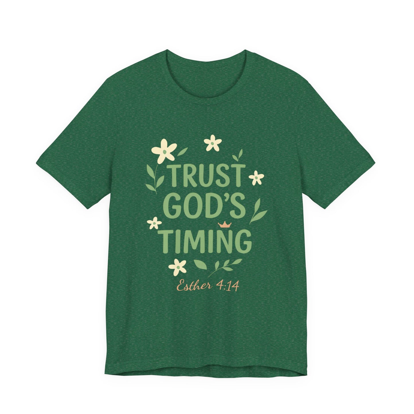 Trust God's Timing Tee, Inspirational Short Sleeve Shirt, Faith-Based Apparel, Gift for Believers, Bible Verse Tee, Everyday Wear