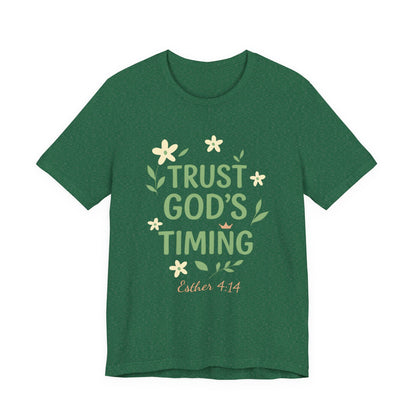 Trust God's Timing Tee, Inspirational Short Sleeve Shirt, Faith-Based Apparel, Gift for Believers, Bible Verse Tee, Everyday Wear