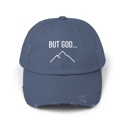 Unisex Distressed Cap with Inspirational Quote , Mountain Theme, Perfect for Outdoors, Gifts, Casual Wear, Faith-Based Apparel