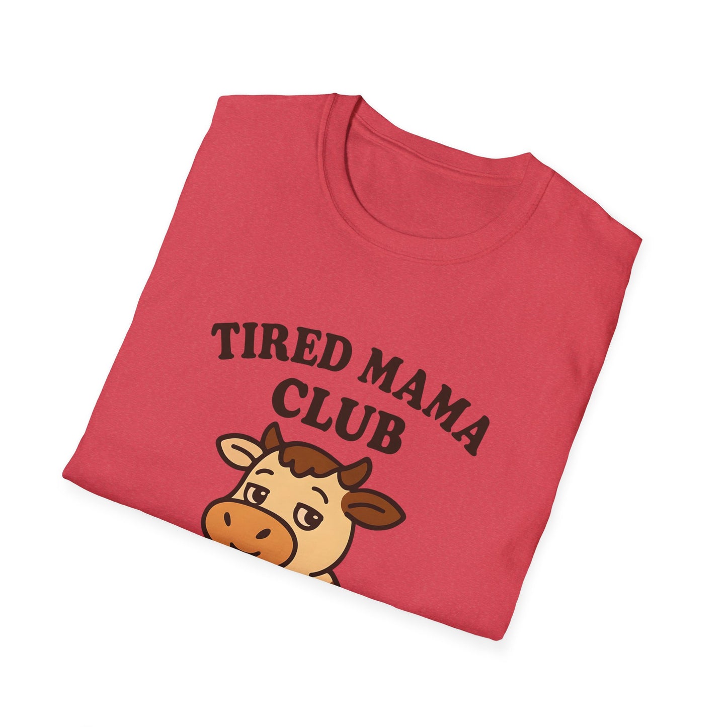 Tired Mama Club T-Shirt, Funny Mom Tee, Gift for New Moms, Relaxed Casual Wear, Mother’s Day Apparel, Cow Graphic Tee