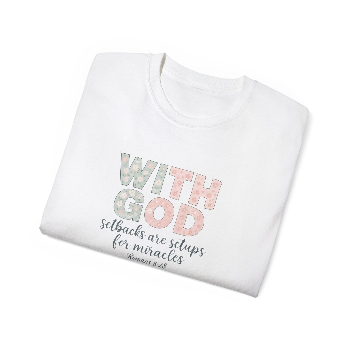 Inspirational Unisex Cotton Tee: "With God All Things Are Possible" - Faith, Gift, Encouragement, Casual Wear, Everyday Inspiration