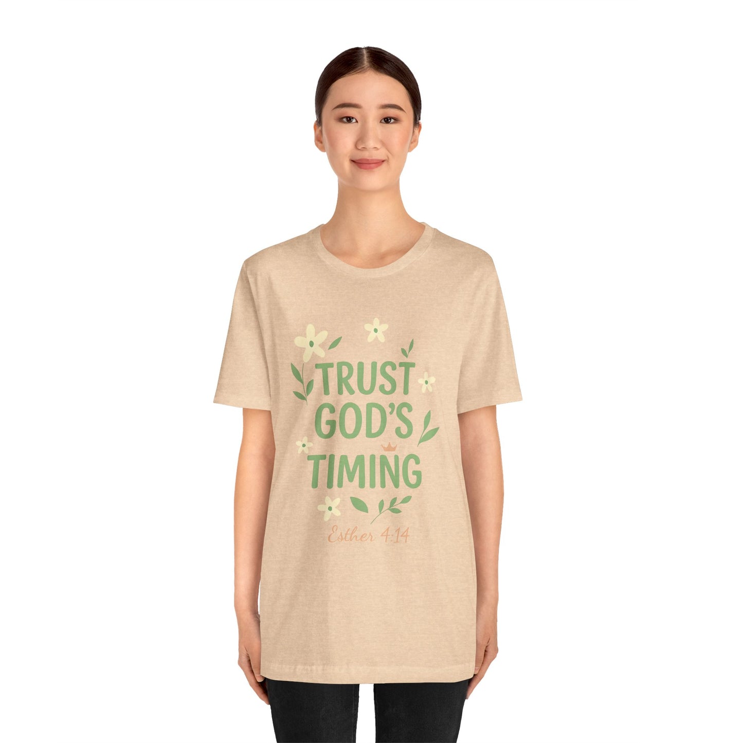 Trust God's Timing Tee, Inspirational Short Sleeve Shirt, Faith-Based Apparel, Gift for Believers, Bible Verse Tee, Everyday Wear