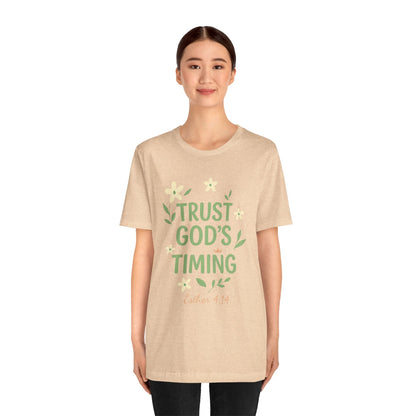 Trust God's Timing Tee, Inspirational Short Sleeve Shirt, Faith-Based Apparel, Gift for Believers, Bible Verse Tee, Everyday Wear