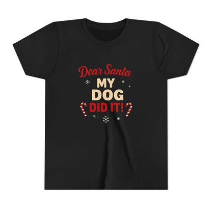 Kids Christmas Tee — “Dear Santa My Dog Did It” Holiday T‑Shirt
