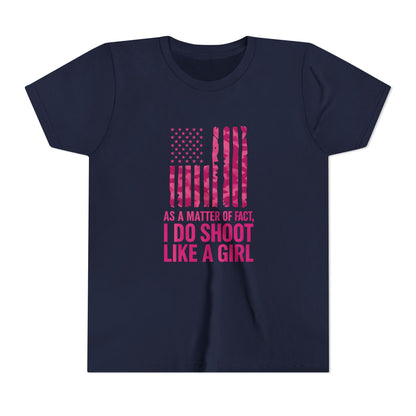 Patriotic Youth Tee: Empowering Short Sleeve T-Shirt for Girls, Perfect for Independence Day, Fun, Sporty, Family Events, Gift Ideas