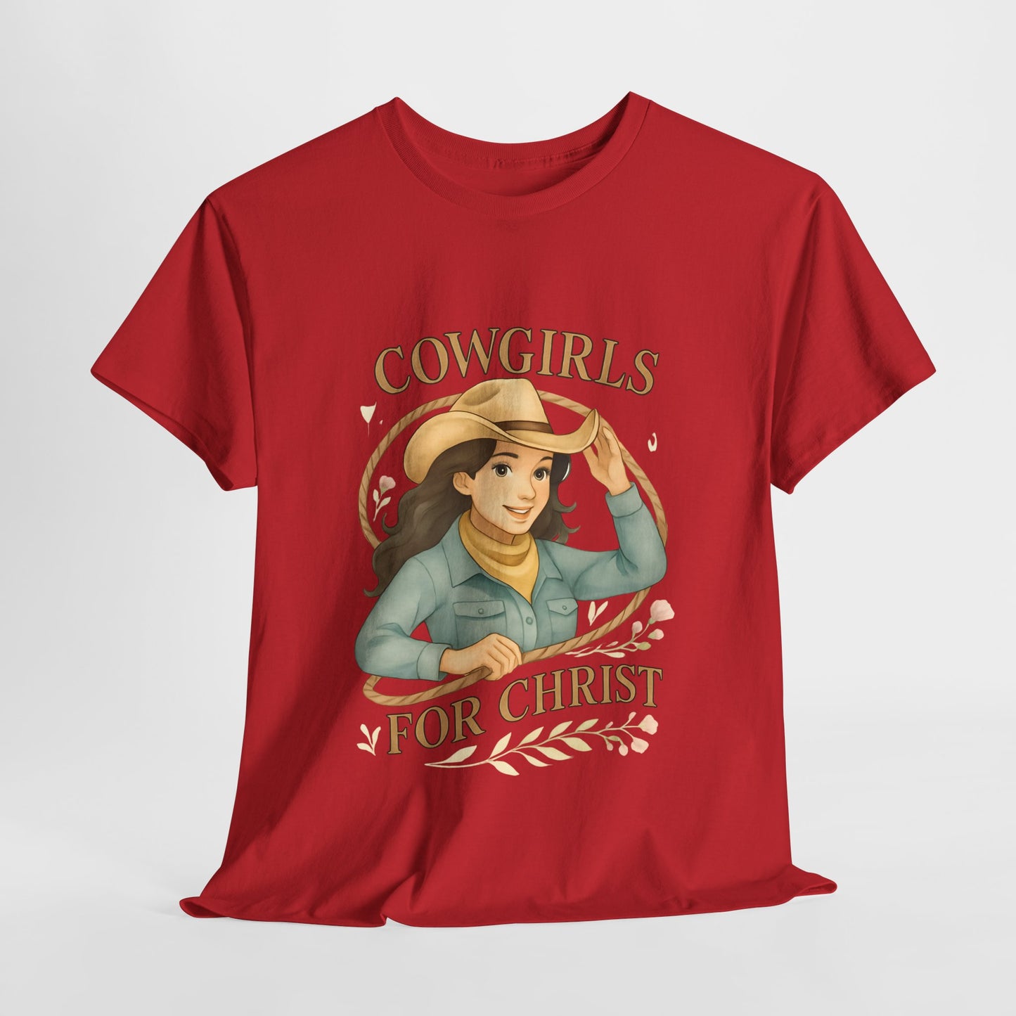 Cowgirls for Christ Unisex Heavy Cotton Tee, Christian T-Shirt, Faith-Based Apparel, Inspirational Gift, Western Clothing, Country Style Tee
