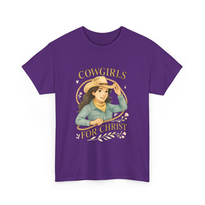 Cowgirls for Christ Unisex Heavy Cotton Tee, Christian T-Shirt, Faith-Based Apparel, Inspirational Gift, Western Clothing, Country Style Tee