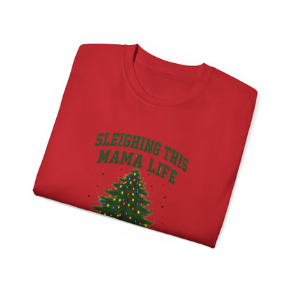 Sleighing This Mama Life Christmas Tee – With Jesus As My Light Holiday Shirt