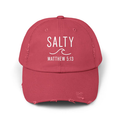 Salty Unisex Distressed Cap | Beach Vibes, Casual Wear, Gift for Him/Her, Summer Accessory, Faith-Based Fashion