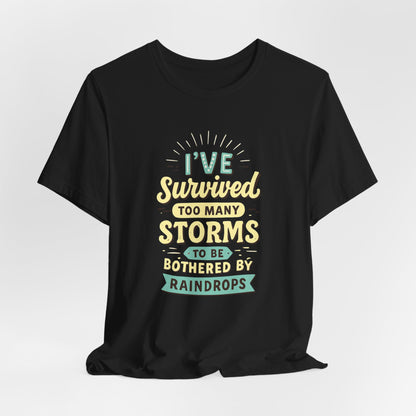 Survived Storms Tee: Motivational Unisex Jersey Tee, Inspirational Gift, Casual Wear, Self-Care Shirt, Empowerment Apparel