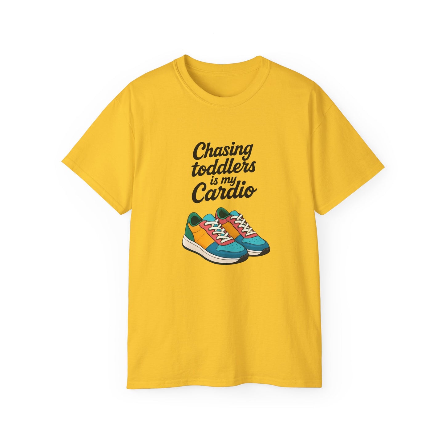Chasing Toddlers Is My Cardio Unisex Ultra Cotton Tee, Funny Parent Shirt, Gift for Moms and Dads, Casual Wear, Toddler Parenting Humor