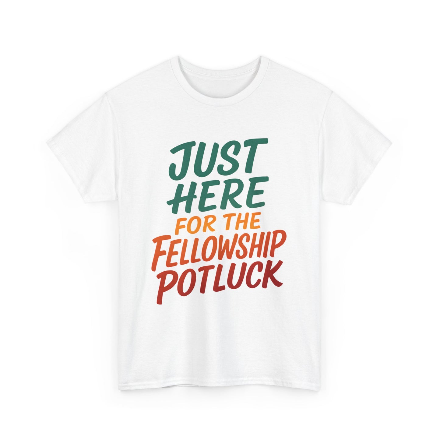 Just Here for the Fellowship Potluck Tee, Unisex Cotton T-Shirt, Fun Gathering Shirt, Party Tees, Casual Event Wear, Gifts for Friends