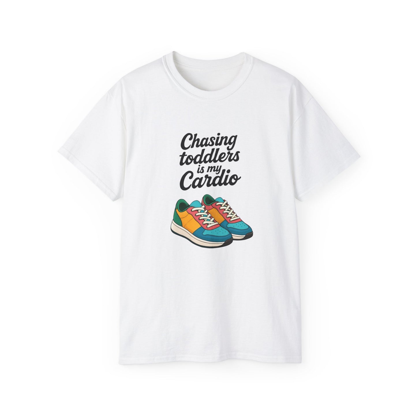 Chasing Toddlers Is My Cardio Unisex Ultra Cotton Tee, Funny Parent Shirt, Gift for Moms and Dads, Casual Wear, Toddler Parenting Humor