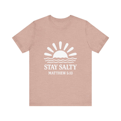Stay Salty Unisex Short Sleeve Tee - Perfect for Beach Days, Casual Outings, Gifts, Summer Vibes, Bible Verse Apparel