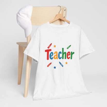 Colorful Teacher Appreciation Unisex Heavy Cotton Tee - Gifts for Educators, Back to School, Classroom, Birthday, Fun Teacher Shirt