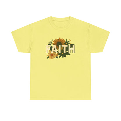 Faith Floral Unisex Tee, Inspirational Shirt for Everyday Wear, Sunflower Graphic Tee, Gift for Family and Friends, Faith-Based Apparel