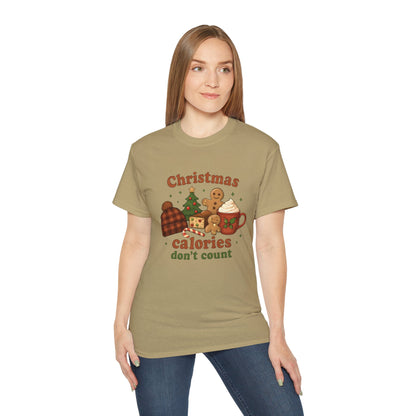 Christmas 'Calories Don’t Count' Tee - Holiday Cookie & Cocoa Graphic Shirt