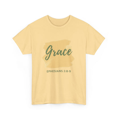 Inspiring Unisex Heavy Cotton Tee - Grace Ephesians 2:8-9, Christian Apparel, Faith-Based Gift, Everyday Wear, Relaxed Fit Tee