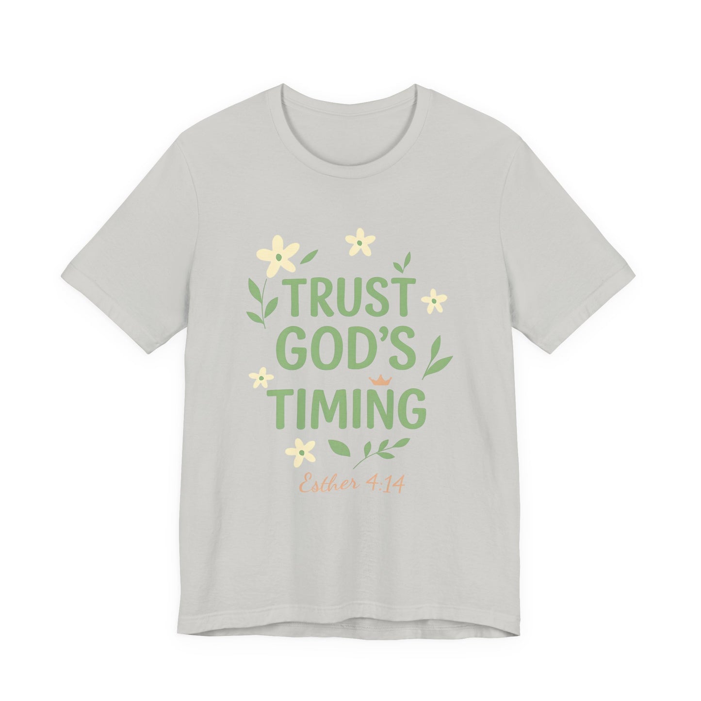 Trust God's Timing Tee, Inspirational Short Sleeve Shirt, Faith-Based Apparel, Gift for Believers, Bible Verse Tee, Everyday Wear