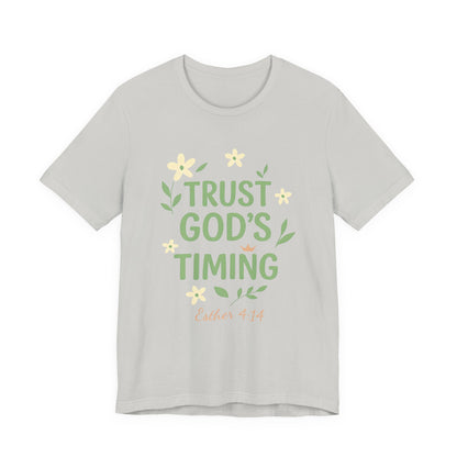 Trust God's Timing Tee, Inspirational Short Sleeve Shirt, Faith-Based Apparel, Gift for Believers, Bible Verse Tee, Everyday Wear