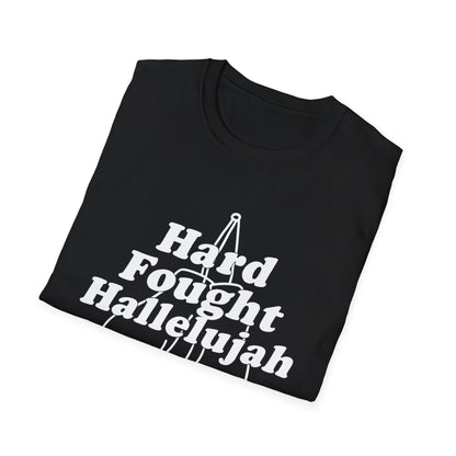 Hard Fought Hallelujah T-Shirt, Funny Graphic Tee, Unisex Casual Wear, Gift for Boxers, Sporty Style, Motivational Shirt