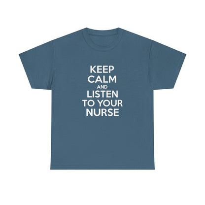 Keep Calm Nurse Tee, Unisex Heavy Cotton Tee, Funny Nurse Gift, Nursing Apparel, Healthcare Worker Shirt